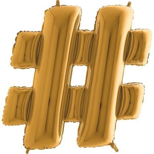 Foliový symbol Hashtag zlatý 102 cm
