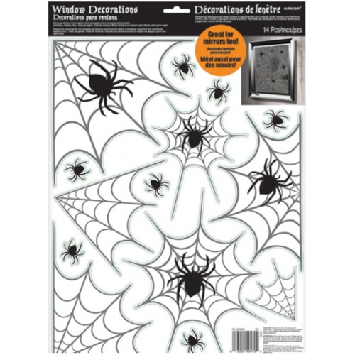 Halloweenská dekorace na okno pavouci s pavučinami 43 x 30 cm