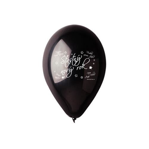 Latexový balonek Šťastný Nový rok metalický černý