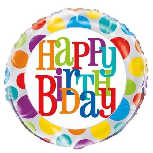 Foliový balonek barevné bubliny Happy Birthday 45 cm