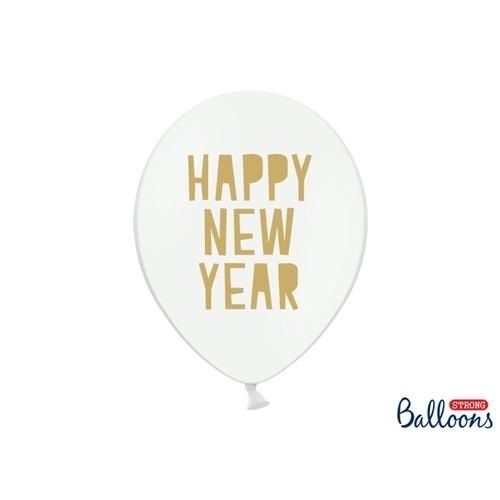 Latexový balonek bílý Happy New Year 30 cm