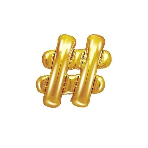 Foliový symbol Hashtag zlatý 35 cm