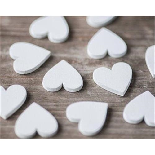 Dřevěné konfety srdce bílé 12 ks