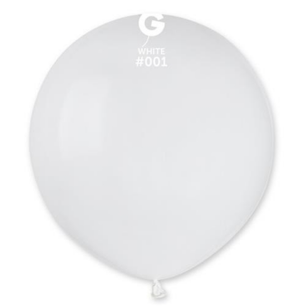 Bílý latexový balonek Gemar 48 cm – vhodný pro helium i vzduch
