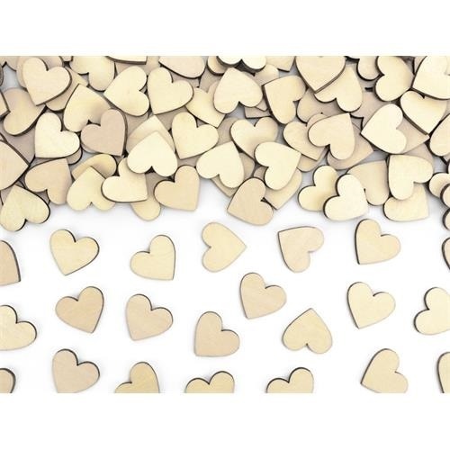 Dřevěné konfety srdce 50 ks - 2x2 cm