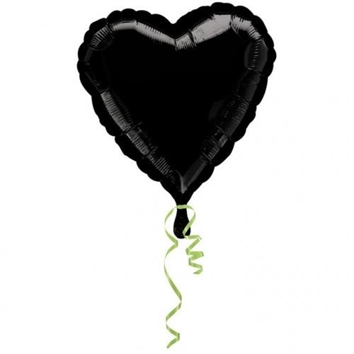 Foliový balonek srdce černé 45 cm - Nebalený