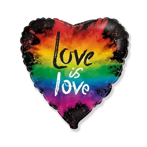 Foliový balonek srdce - Láska je láska - pestrobarevný 45 cm