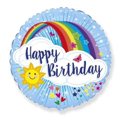 Foliový balonek  Happy Birthday Duha 45 cm - Nebalený