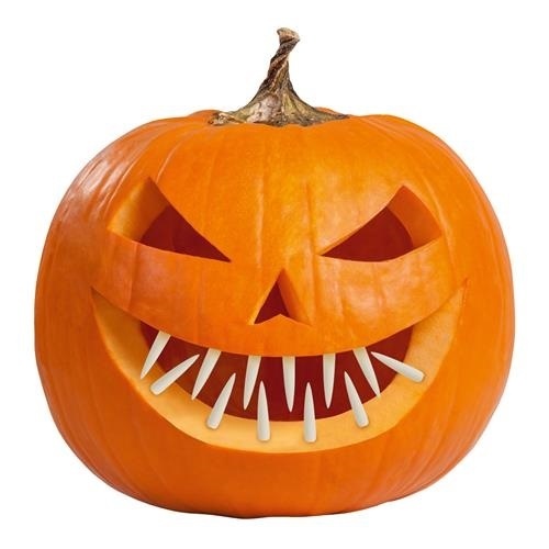 Halloweenská dekorace zuby do dýně