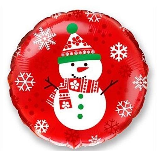 Foliový balonek vánoční sněhulák - červený 45 cm - Nebalený
