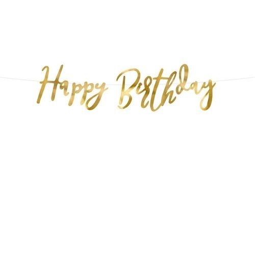 Party nápis zlatý Happy Birthday 62 cm