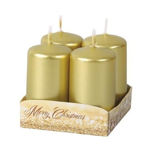 Svíčky zlaté metalické 4 x 8 cm - 4 ks