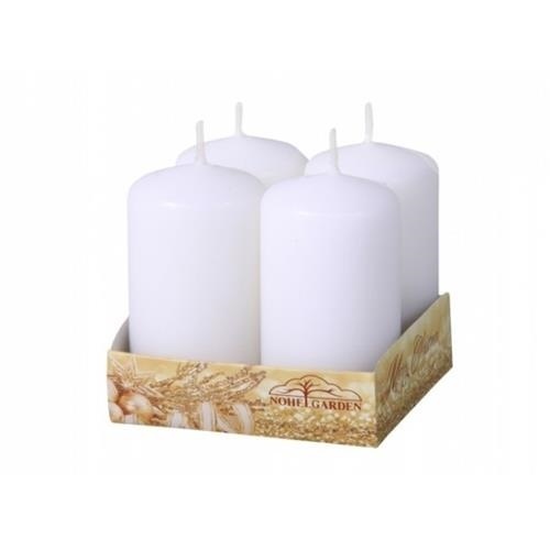 Svíčky bílé matné 4 x 8 cm - 4 ks