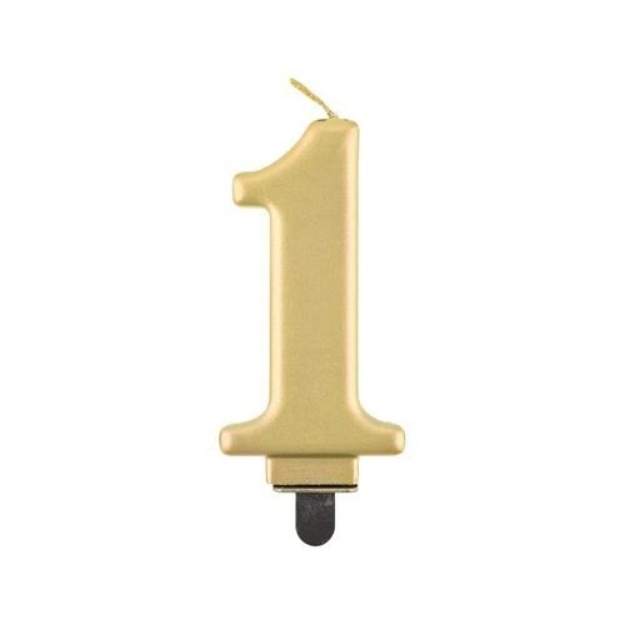 Obrázek z Svíčka narozeninová číslice 1 metalická zlatá 8 cm  