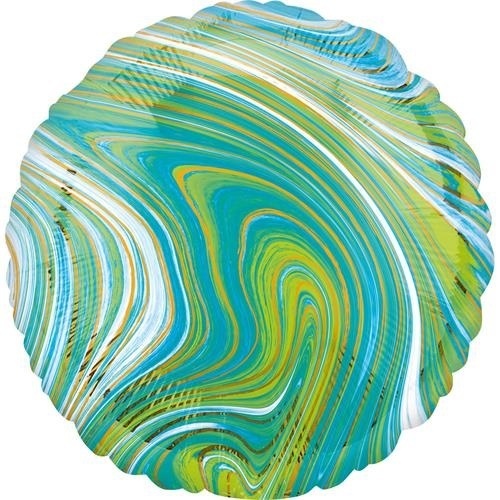 Foliový balonek mramorový 45 cm modro-zelený