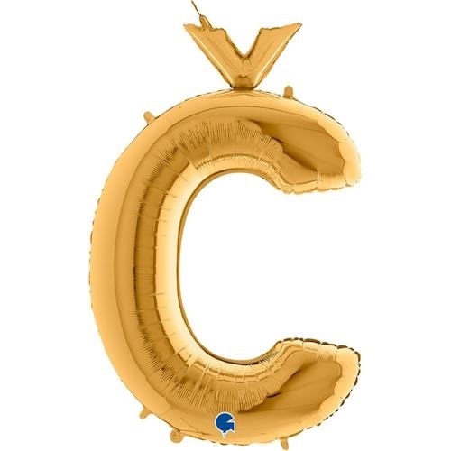 Foliové písmeno C s háčkem zlaté 102 cm