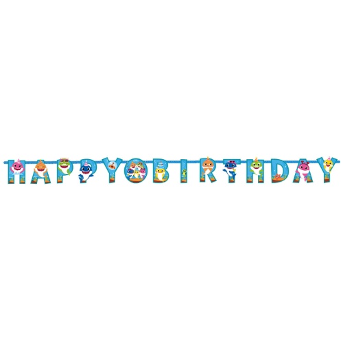 Party nápis Happy Birthday - Baby Shark