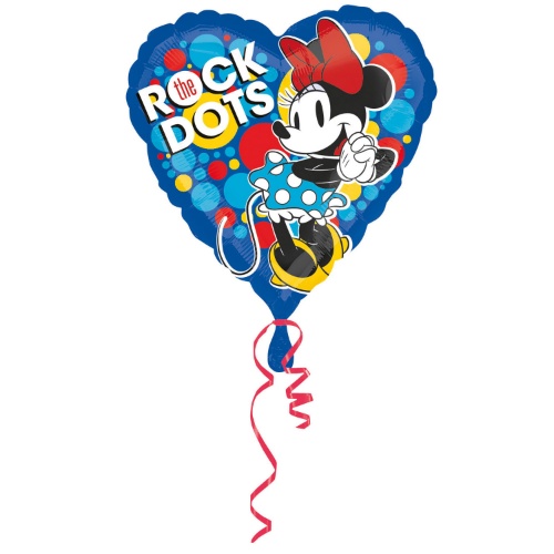 Foliový balonek srdce Minnie Mouse - rock dots 43 cm