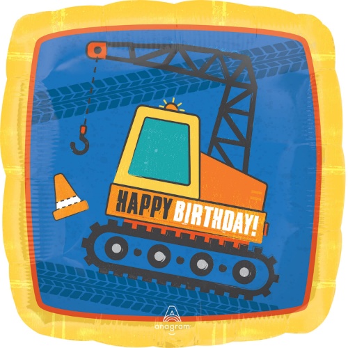 Foliový balonek Bagr - Happy Birthday 43 cm