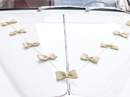 Svatební dekorační set na auto - juta 5 ks