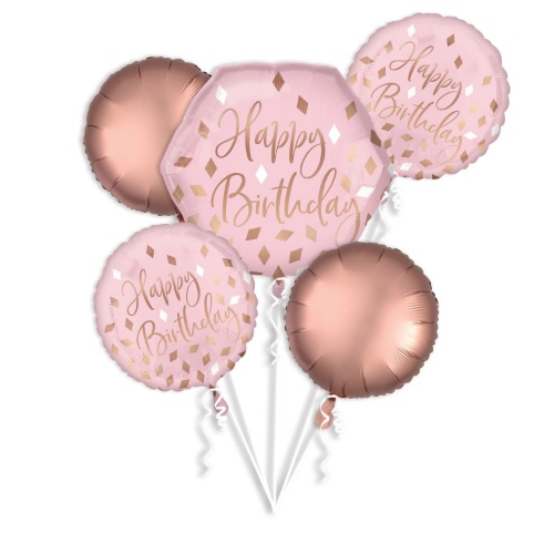 Sada foliových balonků Blush Birthday - 5 ks