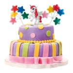 Obrázek z Dekorace na dort - Jednorožec a hvězdičky 9 cm 