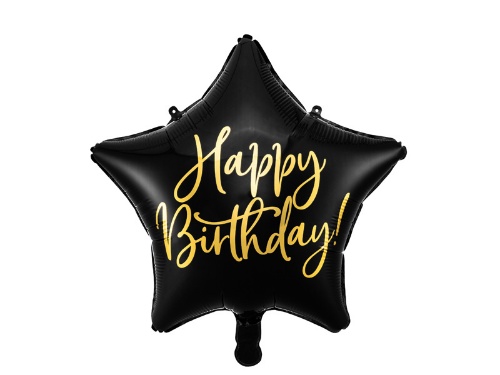 Foliový balonek Happy Birthday - Černá Hvězda 40 cm