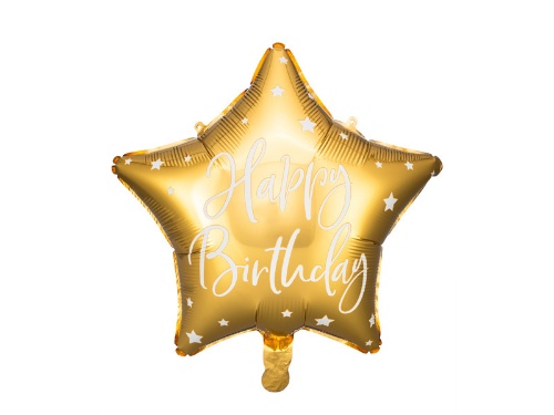 Foliový balonek Happy Birthday - Zlatá Hvězda 40 cm