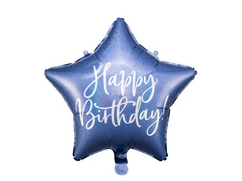 Foliový balonek Happy Birthday - Modrá Hvězda 40 cm
