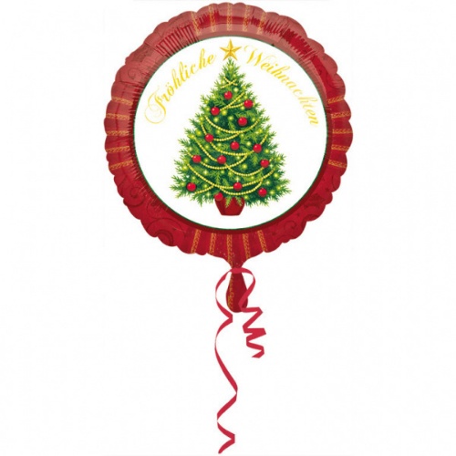 Foliový balonek vánoční stromek - nápis Frohliche Weihnachten 45 cm