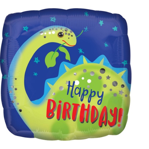 Foliový  balonek čtverec Dino - Happy Birthday 43 cm