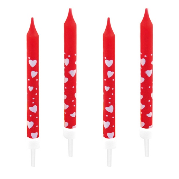 Obrázek z Dortové svíčky se srdíčky - červené 7,5 cm - 10 ks 