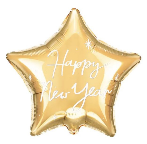 Obrázek z Foliový balonek hvězda Zlatá Happy New Year - PD 47 cm 
