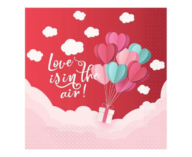 Obrázek z Papírové ubrousky Love Is In The Air 33 x 33 cm - červené 
