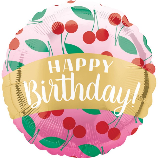 Obrázek z Foliový balonek - Třešně Happy Birthday - 45 cm 