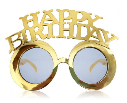 Obrazek Kulaté plastové brýle - zlaté Happy Birthday