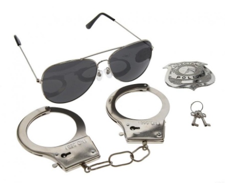 Picture of Policeman accessory set - glasses, handcuffs, badge