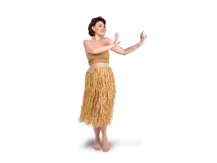 Picture of Hawaiian skirt - straw color, 77 cm
