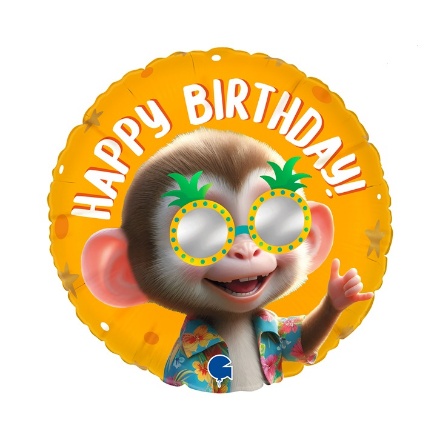 Picture of Foil Balloon Happy Birthday Cool Monkey, 45 cm