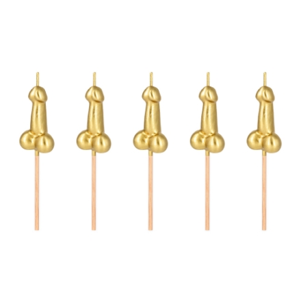 Picture of Penis-shaped Golden Cake Candles, 5 pcs