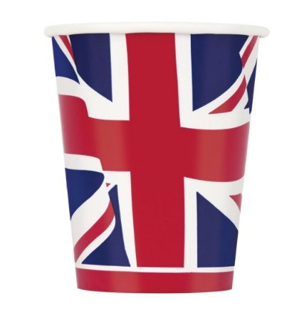 Obrazek Kubki papierowe flaga brytyjska 266 ml – 8 szt.