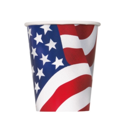 Obrazek Kubki papierowe flaga amerykańska 266 ml – 8 szt.