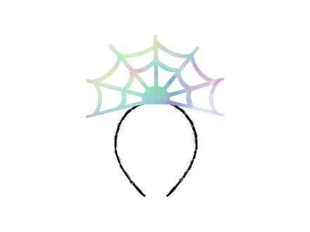 Holografická čelenka s motivem pavučiny, velikost 21 x 23 cm