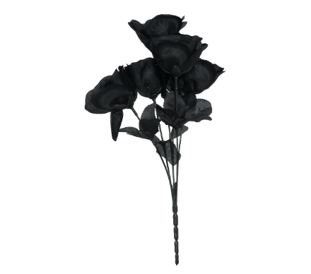 Svazek černých růží 35 cm – temná dekorace na Halloween nebo gothic svatbu