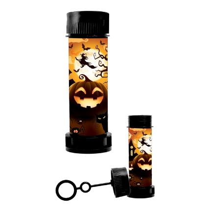 Bublifuk Halloween 14 cm s motivem dýně, netopýrů a čarodějnice