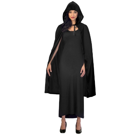 Černý plášť s kapucí unisex univerzální velikost, kostýmní doplněk
